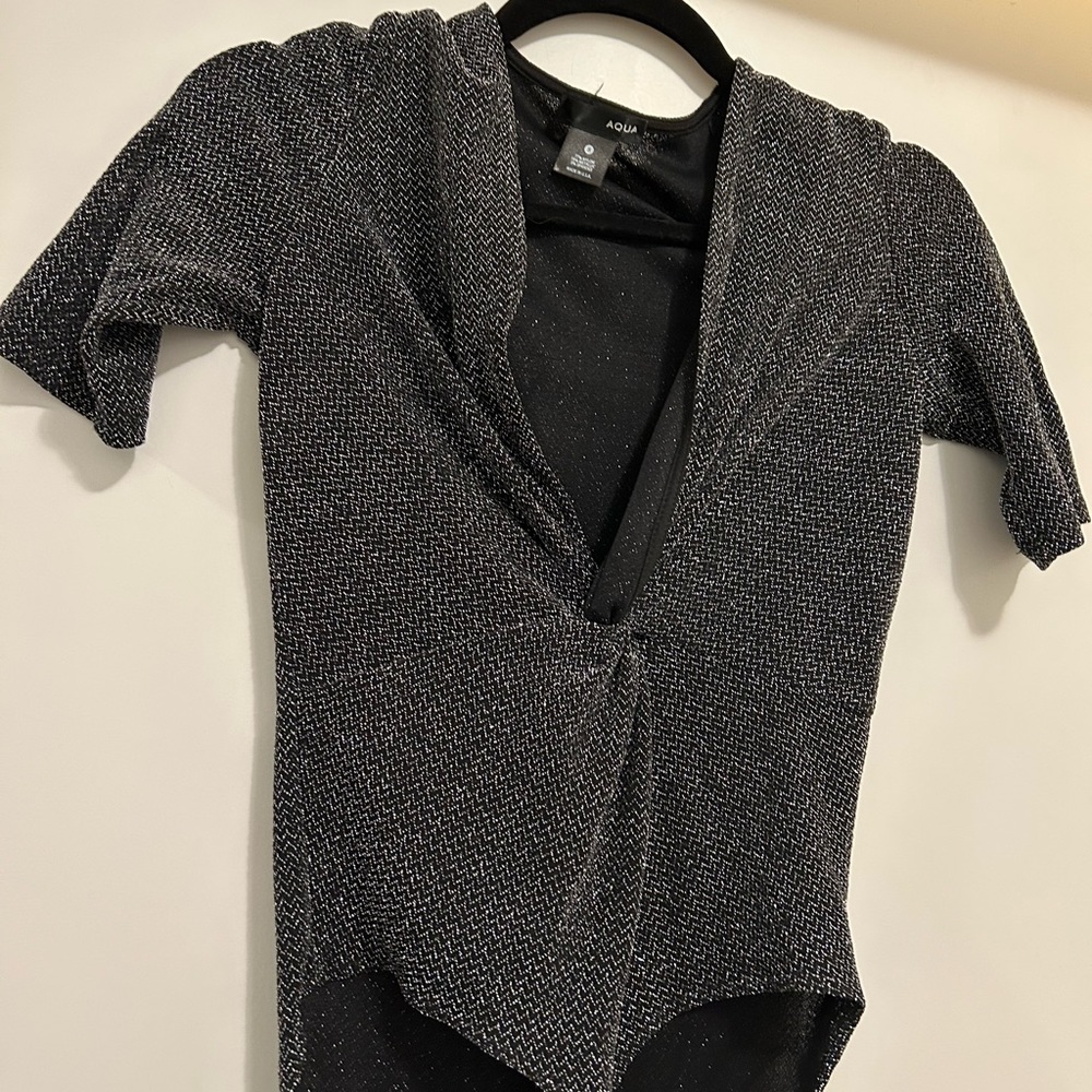 AQUA silver bodysuit in size small(bloomingdales)